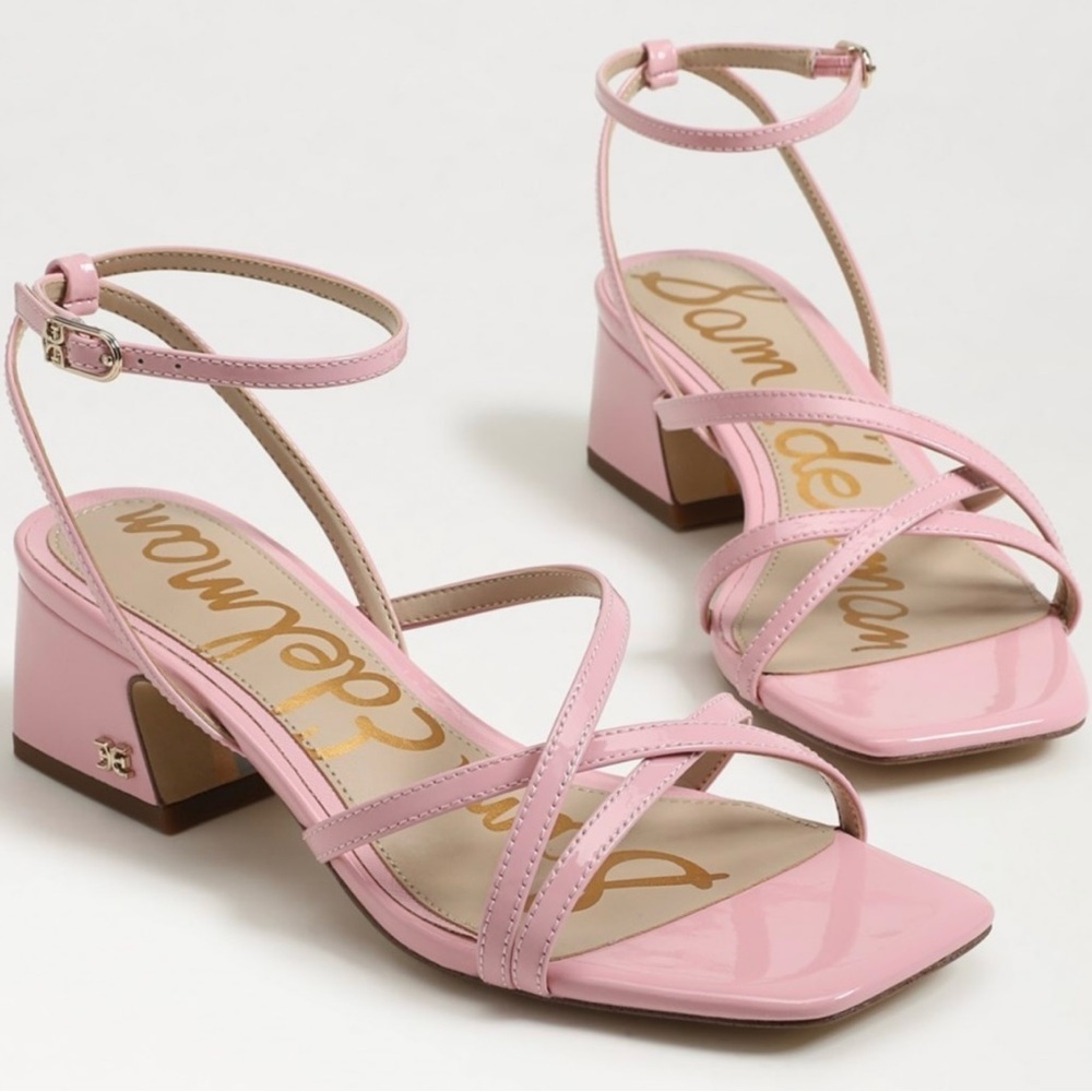 Sam Edelman Pink Patent Strappy Block Heel Sandals